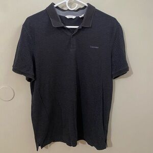 Calvin Klein Men's Dark Gray Striped Polo Shirt